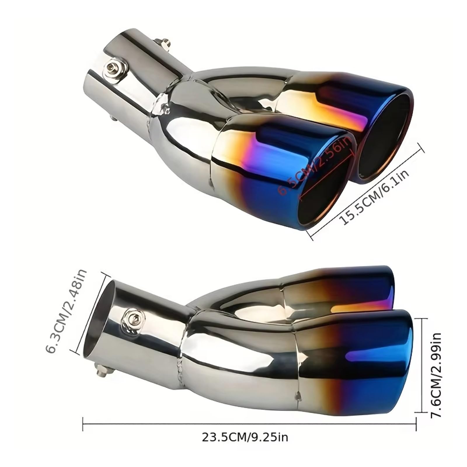 Tubo Scarico Auto Modifica Auto Tubo Scarico Doppio Decorazione Universale Versione Ispessita Terminale Marmitta