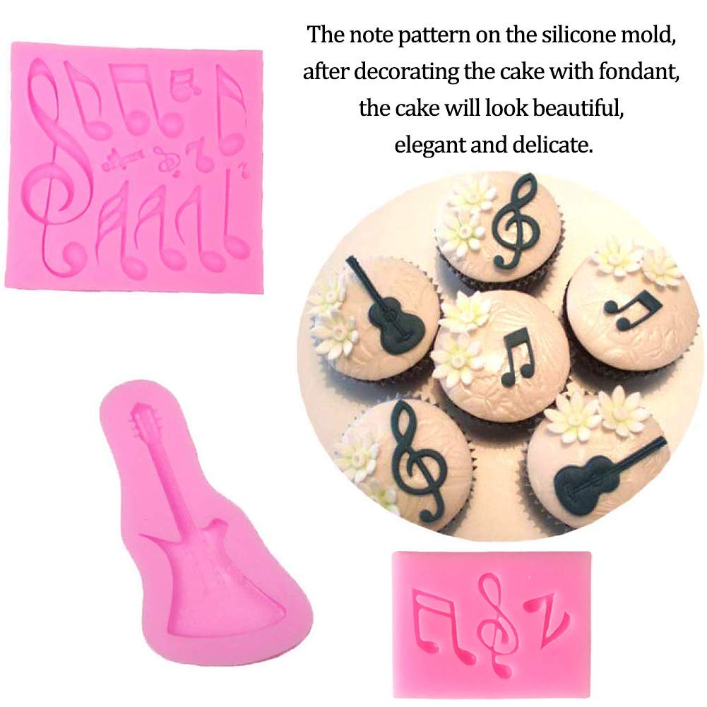Stampo Silicone Due Note Musicali e Una Chiave di Violino Fondenti L