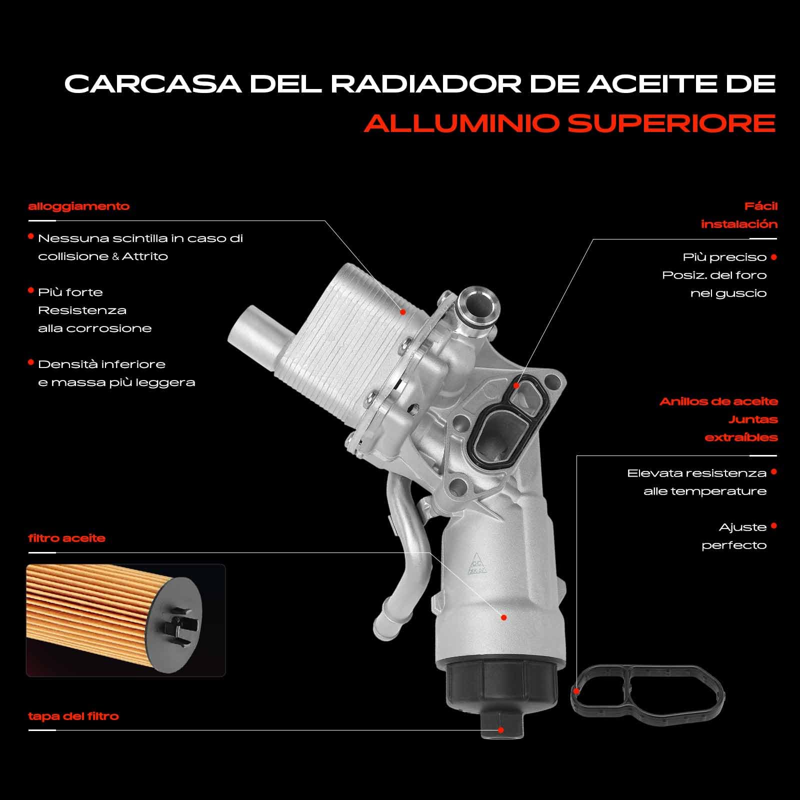 Frankberg Radiatore dell'olio olio motore alloggiamento del filtro | Compatibile con: Corsa D S07, Aveo Hatchback T300, Cascade W13, Astra J P10, Corsa E X15, Astra J Caravan P10
