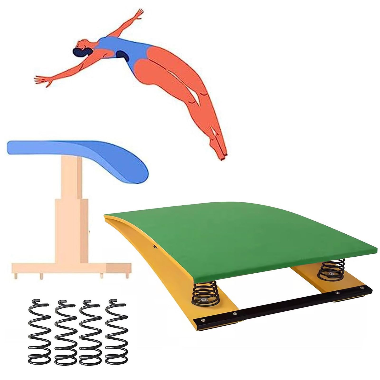 Trampolino Professionale per Centro di Ginnastica, Attrezzatura Sportiva per Volta per Allenamento Atletico/Allenamento di Ginnastica per Esterni al Coperto, TR，4 Springs120x60x26cm