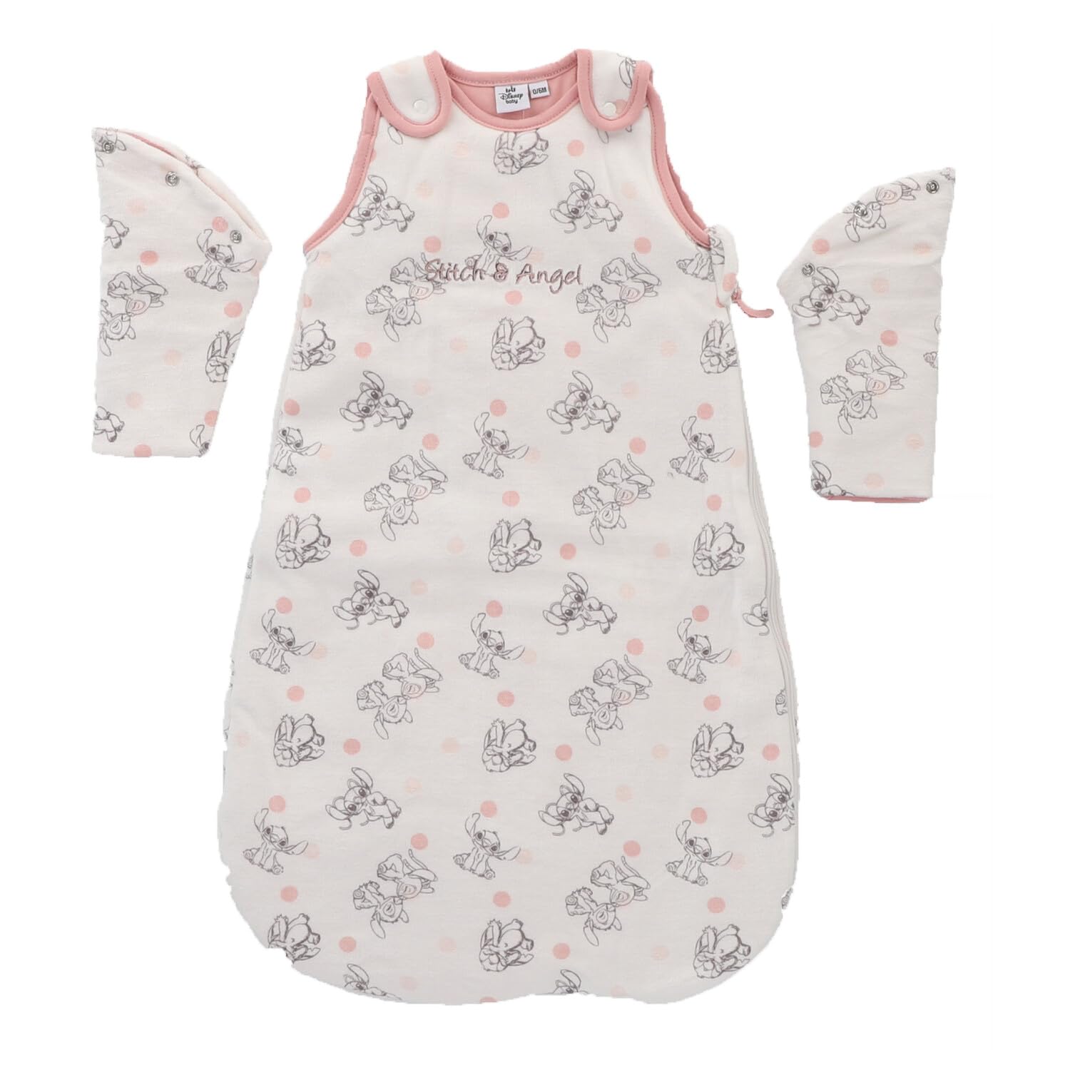 Disney - Sacco nanna Stitch a pois - Velluto - Bianco