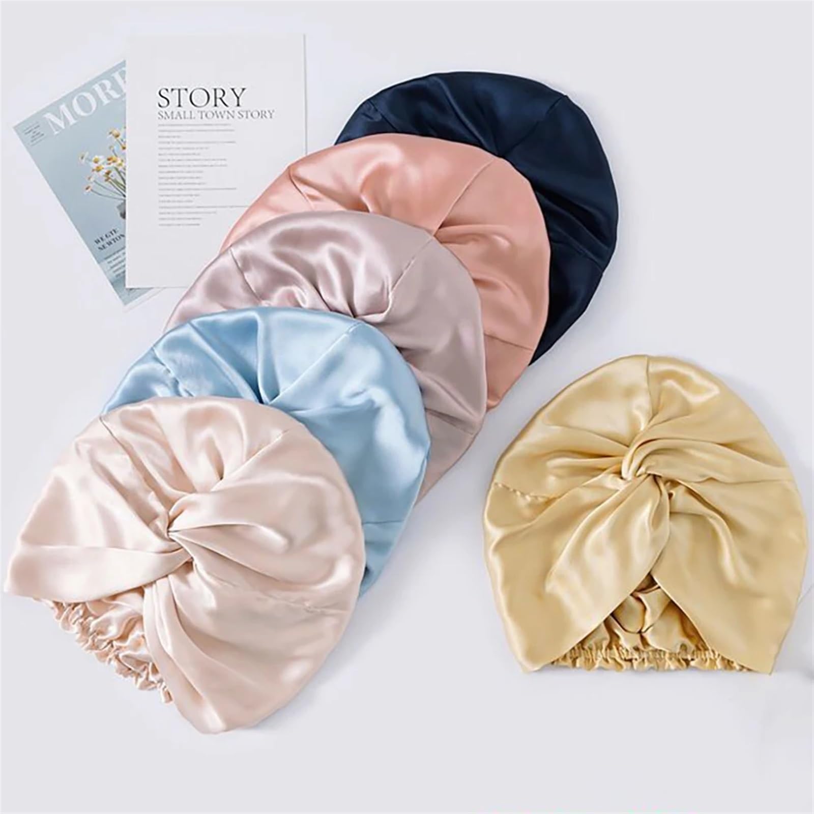 Gorro De Seda Para Dormir Gorro de noche seda morera pura for mujer, gorro for el cuidado del cabello, doble capa, 16 Momme con elástico en la cabeza