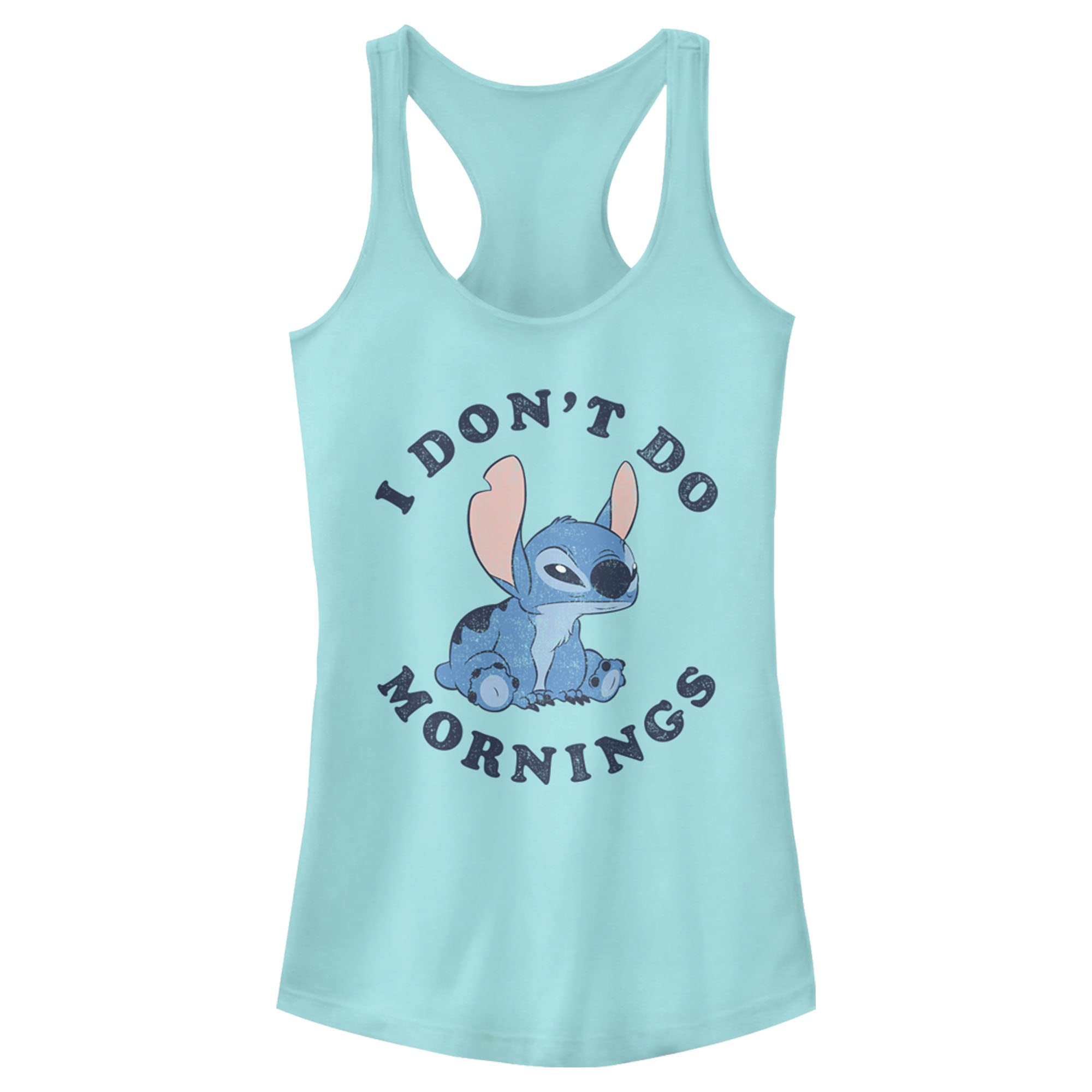 Junior's Lilo &amp; Stitch I Don't Do Mornings Stitch Cowl Neck Sweatshirt
