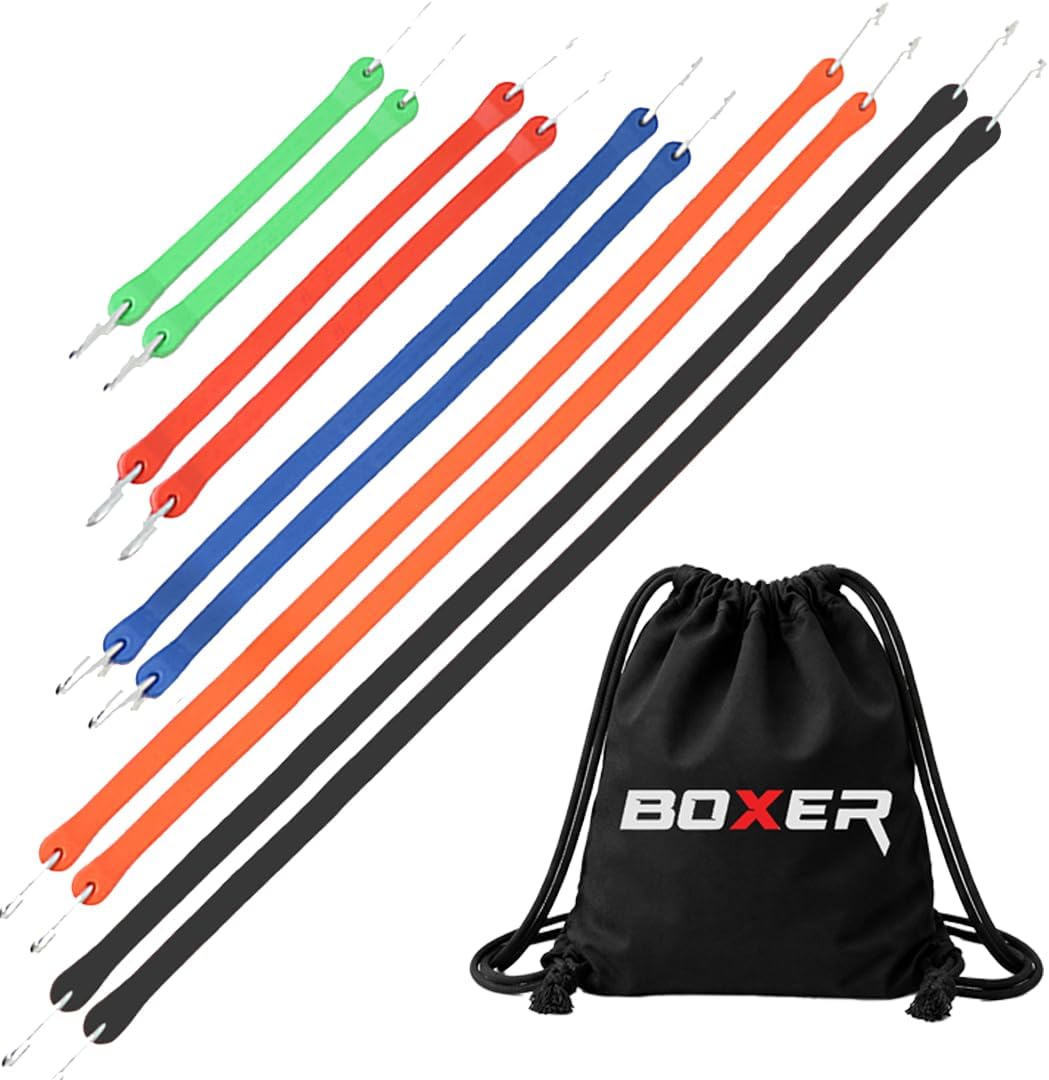 Boxer Assorted Color Rubber Bungee Cords 10 Pack – Heavy Duty 100% EPDM Bungee Straps with S Hooks – Wider & Stronger, Water Proof, UV Stable – Assorted Sizes 10” 15” 21” 31” 41"