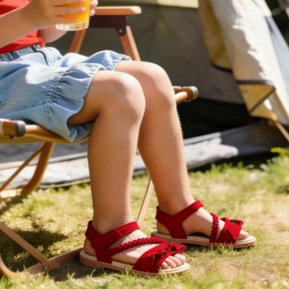 Image of ESTINE Toddler /Little Kid Girls Dress Cross Strappy Open Toe Sandals Princess Flats Summer Flower Girl Shoes
