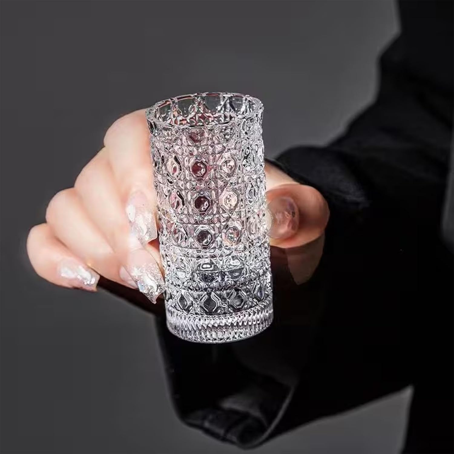 Mini Shot Glasses Set of 6, 1 oz Clear Shot Glasses Bulk, Gem Pattern Glass Whiskey Shot Glasses for Party, Bar, Club, Cocktail