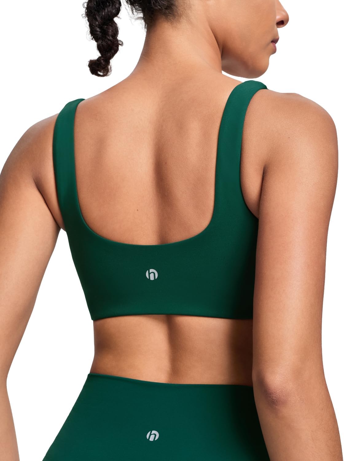 HeyNuts Womens U Back Sports Bra, Scoop Neck Low Impact Workout Yoga Tops Padded with Built in Bras A-D Cups