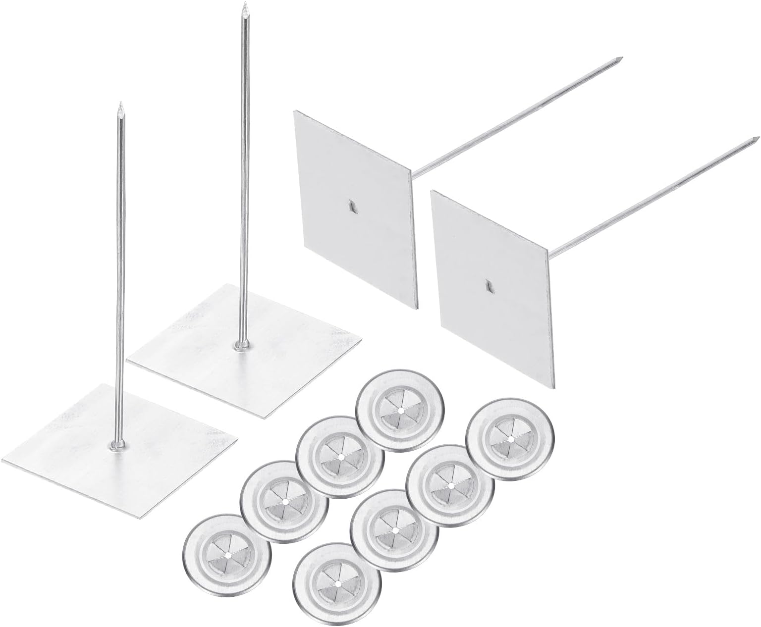 100mm Self Stick Insulation Pins, 30 Sets 1.5 Inch Self Locking Round Washers Aluminum Insulation Hangers for Foam Board Wall Floor Ceiling