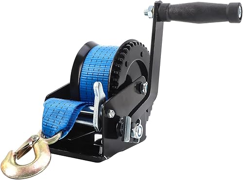 Cabrestante de mano para remolque de barco, gancho resistente de 1600 libras con correa de poliéster de 26 pies, cabrestante manual de trinquete
