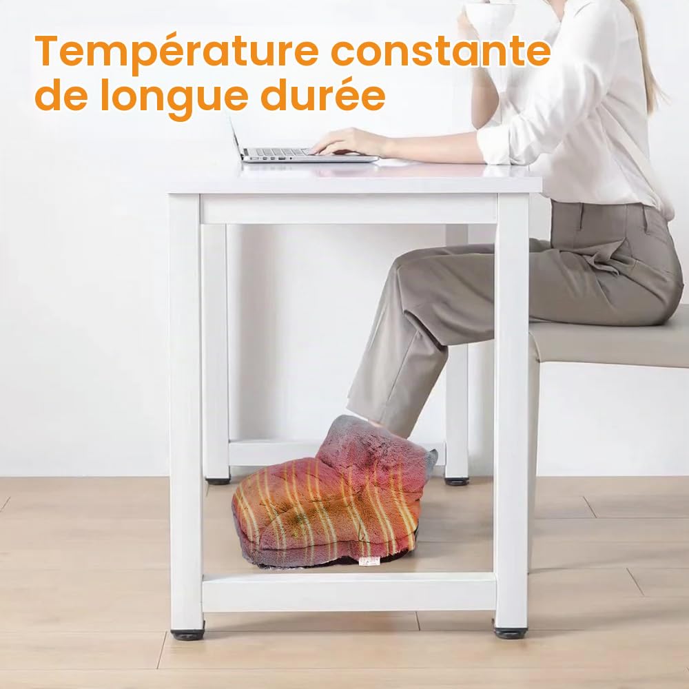 Chauffe-Pieds, Chauffe Pied Non Électrique, 2 in 1 Chauffe-Pieds Peluche avec 1L Bouillottes, Bottes Chauffants, Super Doux et Chaud, 30x25cm Chausson Chauffant pour Femme Homme (Gris)