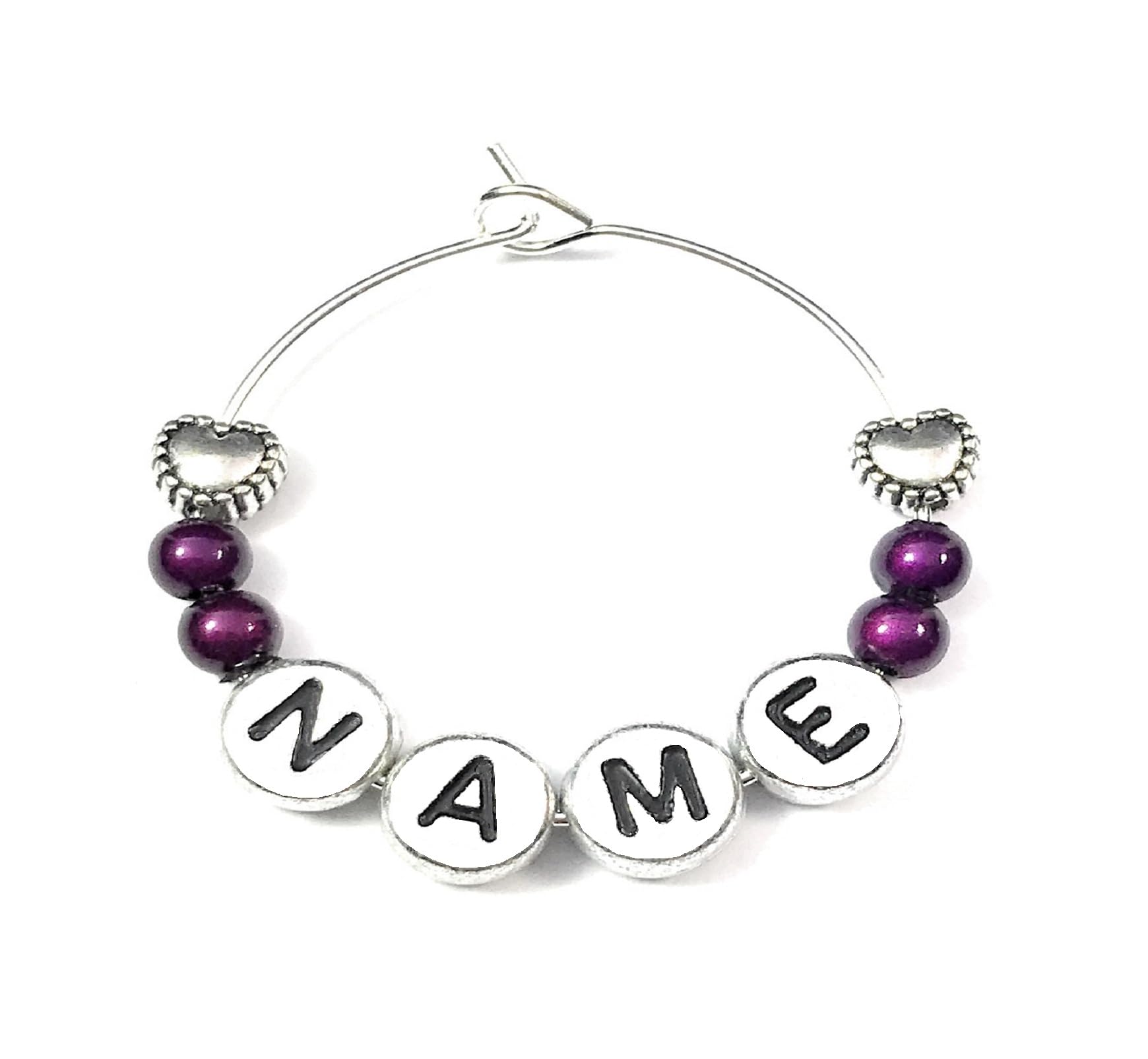 Libby's Market Place Multicolour Personalised Name Wine Glass Charm With Hearts On A Gift Card