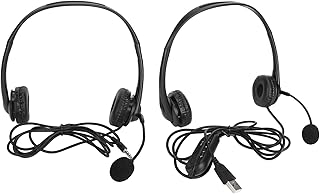 Call Center Headset with Microphone, Customer Service Headset Hands Free Stereo Corded Binaural Pc Noise Cancelling Headphone for Phone Sales, Office USB/3.5Mm Headphones(3.5mm Model)
