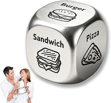 Food Dice, Stocking Stuffers Food Decision Dice for Men Women, Christmas Anniversary Birthday Gifts, Date Night Dice Couples Gifts for Him Her Dinner Decider Dice Valentines Day