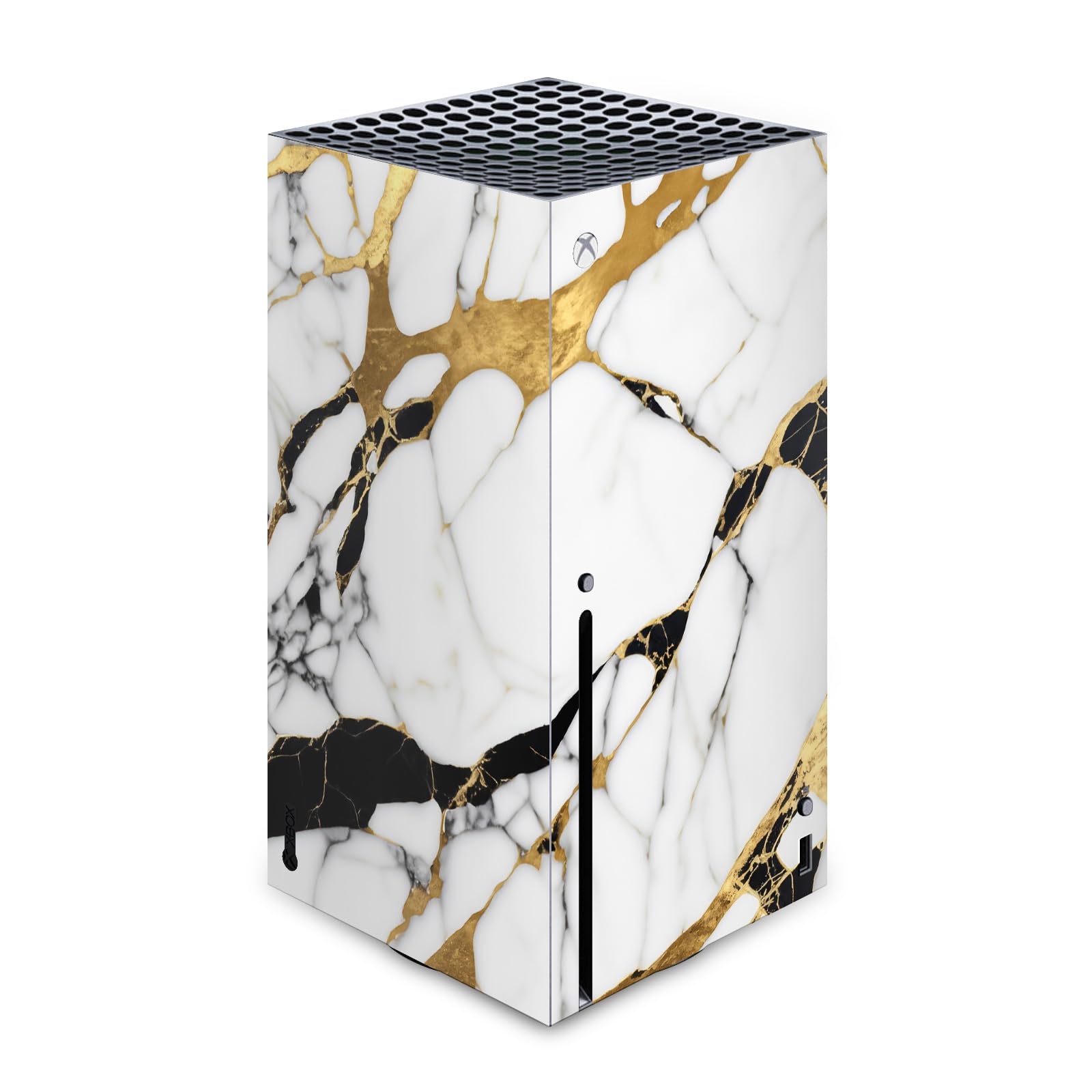 Head Case Designs Blanc, Doré Et Noir Marbre Vinyle Autocollant De Jeu Peau Autocollant Couverture Compatible avec Xbox Series X Console