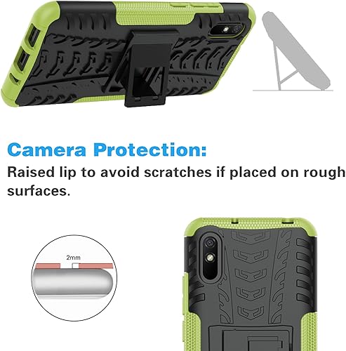 Miniatura 6 de Asuwish Funda de teléfono para Xiaomi Redmi 9A Redme 9i con protector de pantalla de vidrio templado y soporte delgado, híbrida, resistente, funda