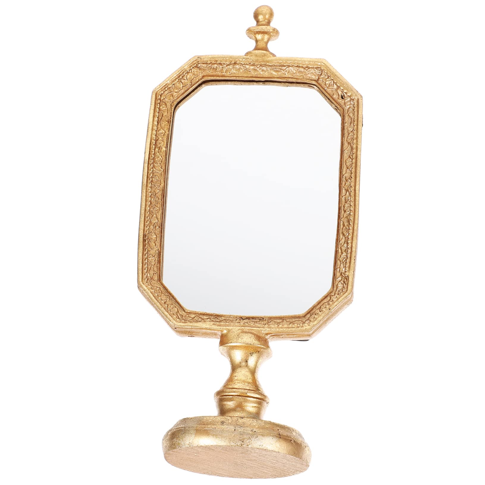Gogogmee European Retro Resin Desktop Makeup Mirror Adorable Table Mirror for Girls Vintage Style for Bedroom and Living Room