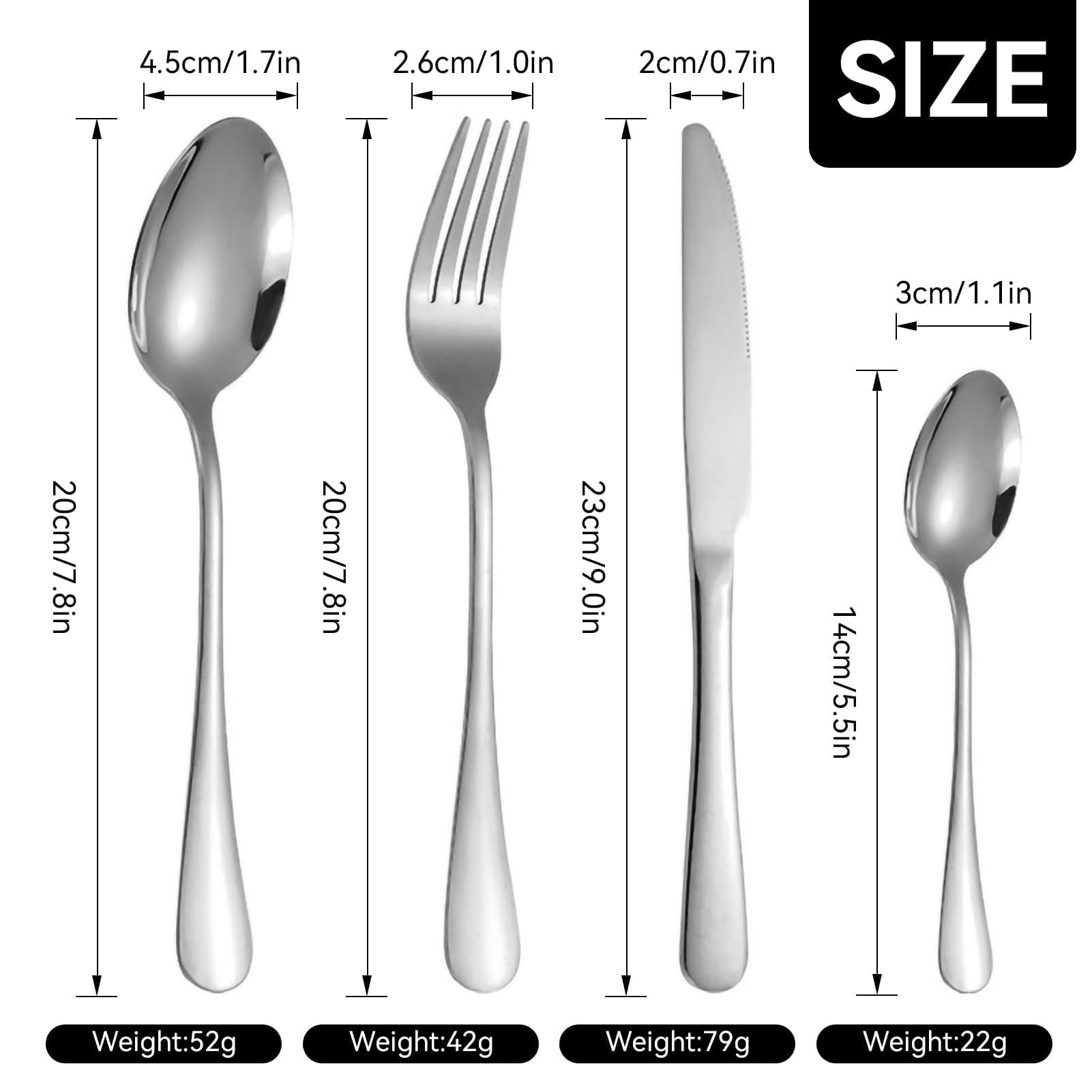 Set di posate lucidate a specchio, Set di posate da 24 pezzi con portautensili da appendere, incluso coltello forchetta cucchiaio con rack di stoccaggio