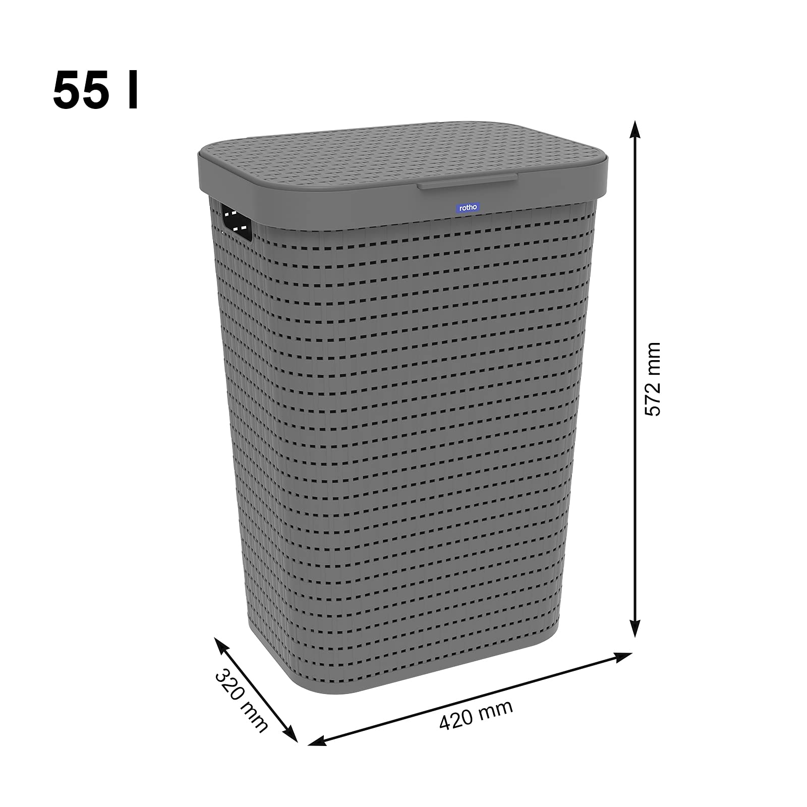Rotho Country 2er-Set Wäschesammler und Wäschekorb 1x 40l & 1x 55l | Einsteiger-Set in Rattan-Optik | leicht zu tragen | robust & langlebig | einfach zu reinigen & hygienisch | anthrazit