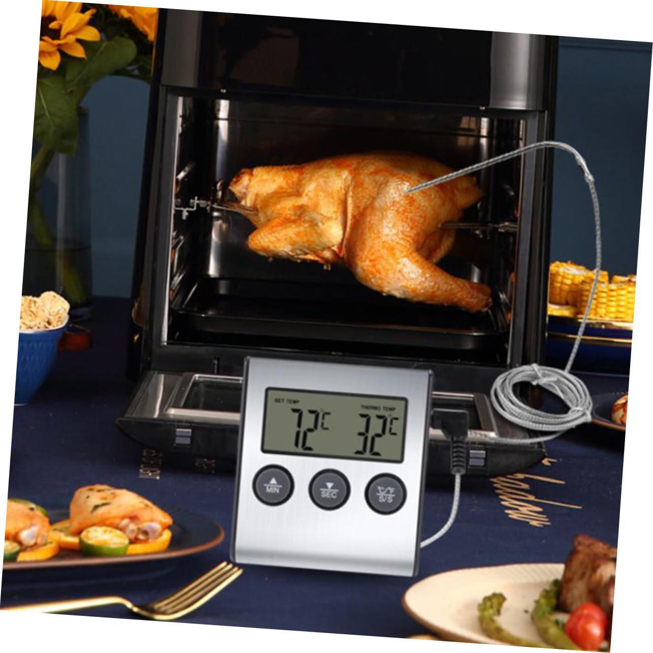 Zerodeko 3sätze Praktisches Küchenthermometer Für Und Bbq Edelstahl Präzise Messung Für Grillen Und Backen Mit Clip Für Einfache Handhabung