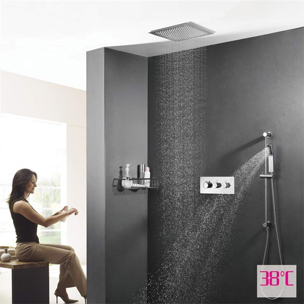 cm Quadrati a baldacchino topploy System Argento termostatico Set di Doccia in Rame Rubinetto 2 modalità bellissime pratiche