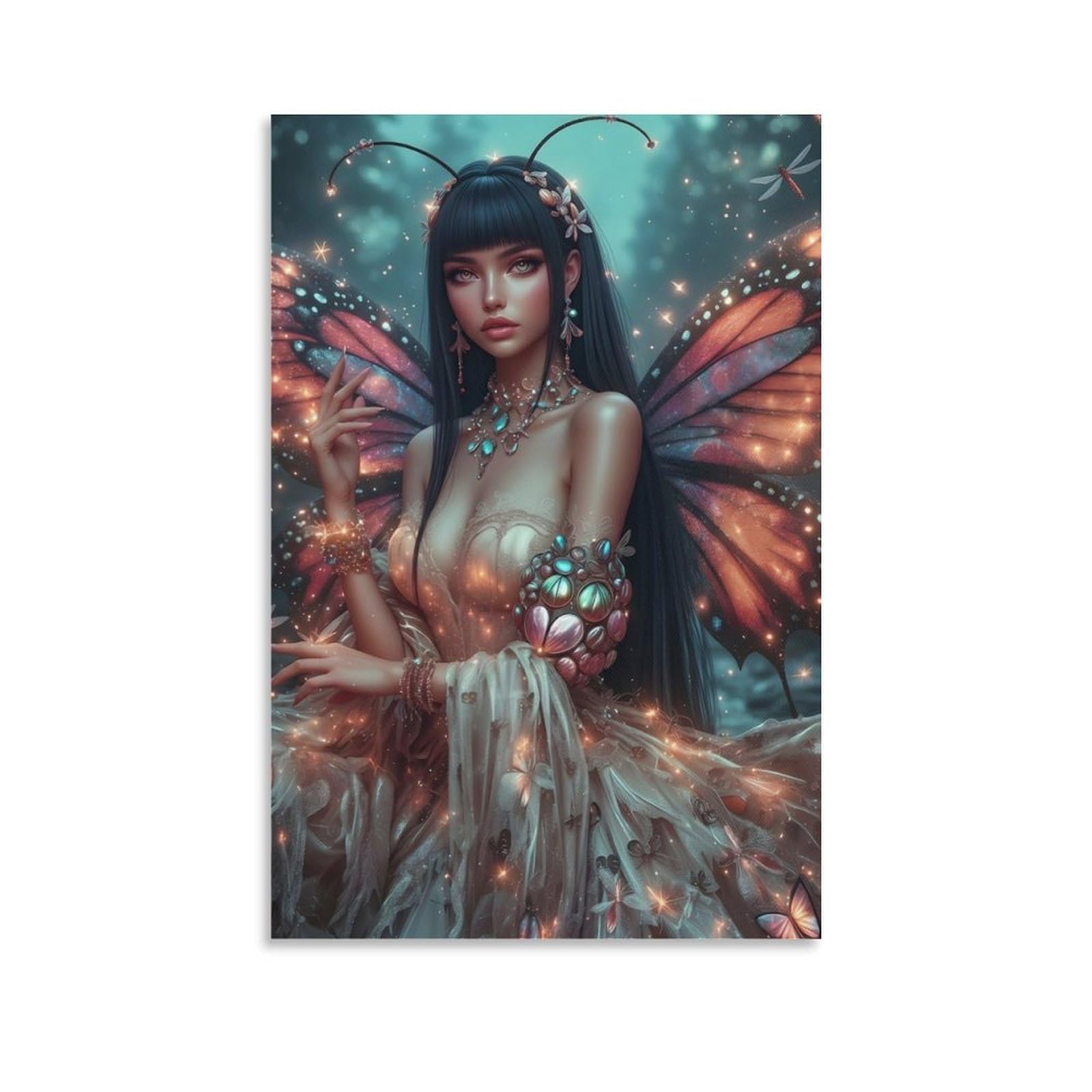 DHBANEIOK Fantasy Butterfly Fairy Wall Decor Poster Canvas Prints Picture Modern Canvas Wall Art Picture Wall Hanging for Bathroom Wall Decor 12x18inch(30x45cm)