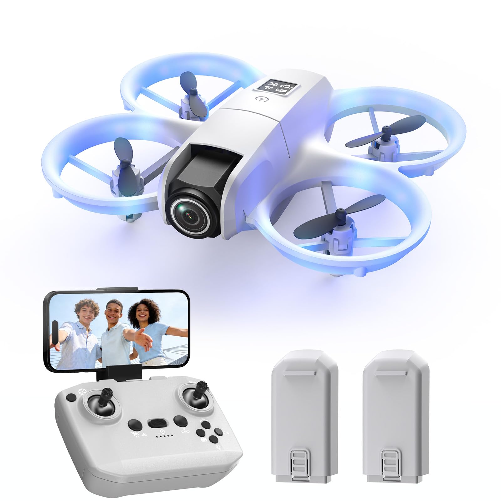 Mini Drone for Kids with 1080P Adjustable Camera, Optical Flow Hover, Gesture Control & Trajectory Flight, 3 Speed Modes