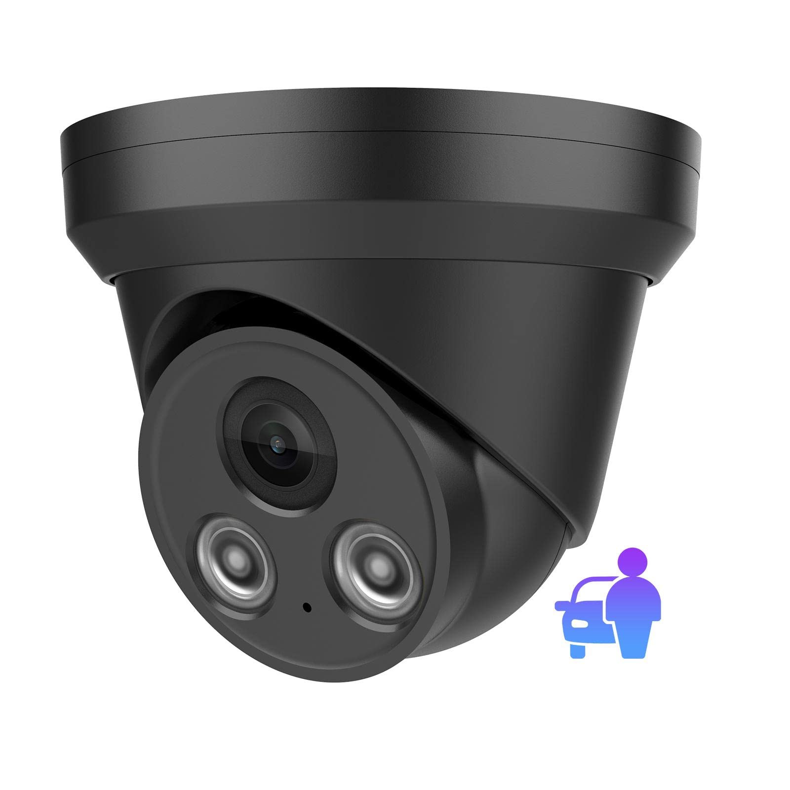 VIKYLIN Compatible for Hikvision 4K 8MP Outdoor PoE IP Camera with Mic/Audio, AI Human/Vehicle Detection, 98ft IR Night Vision, Security IP Turret Camera(Black) with 2.8mm Lens, IP67, WDR(GK2385I-B)