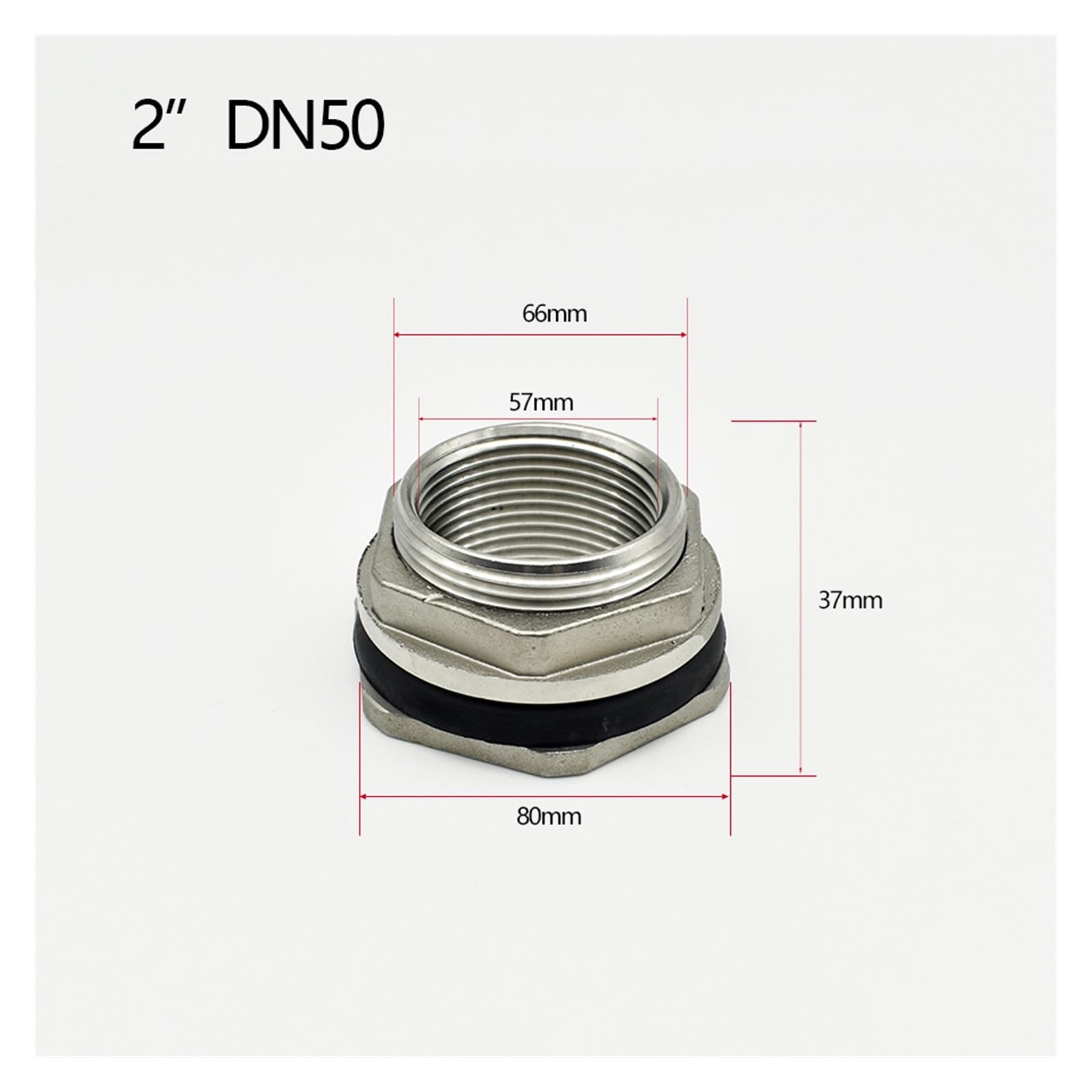 Adaptador De Conector Acero Inoxidable 304, Hilo Femenino BSP, 1 Ud | Opciones de rosca hembra BSP de varios tamaños(DN50)