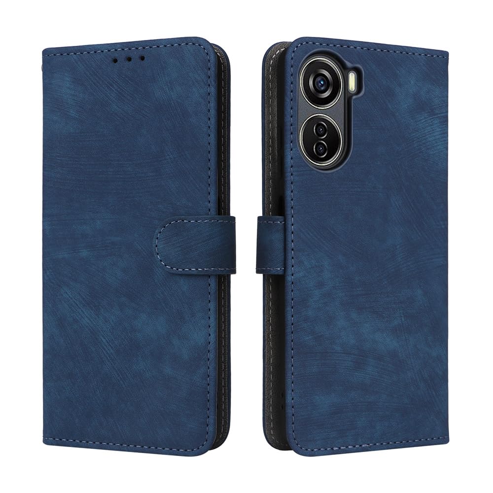 COMAKUCase for ZTE Nubia Neo/Blade V50 Design 5G/V40 Design, flip phone sase with RFID blockage, magnetic closed, shock proof mobile -Blue