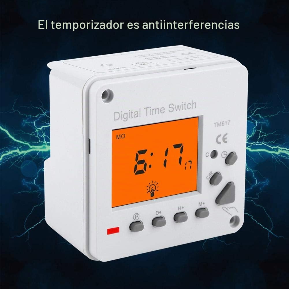 Temporizador Digital Programador eléctrico Inteligente Interruptor de Control Inteligente con retroiluminación de Pantalla para electrodomésticos Tablero de Publicidad Lámpara de Carretera (220V)