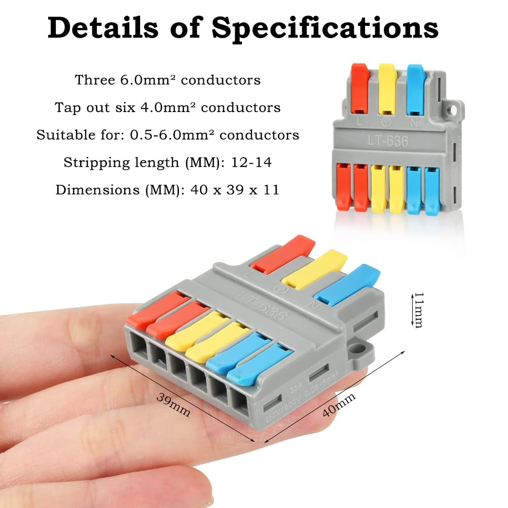 Connettori Cavo 3 In 9 Out - Morsettiera A Molla, 6 Pezzi - Foto 8