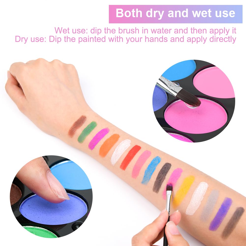 Beugo Set Face Painting 36 Colori Con 30 Stampini – Pastelli Per Viso E Corpo, Atossici E Lavabili, Per Bambini, Carnevale E Halloween