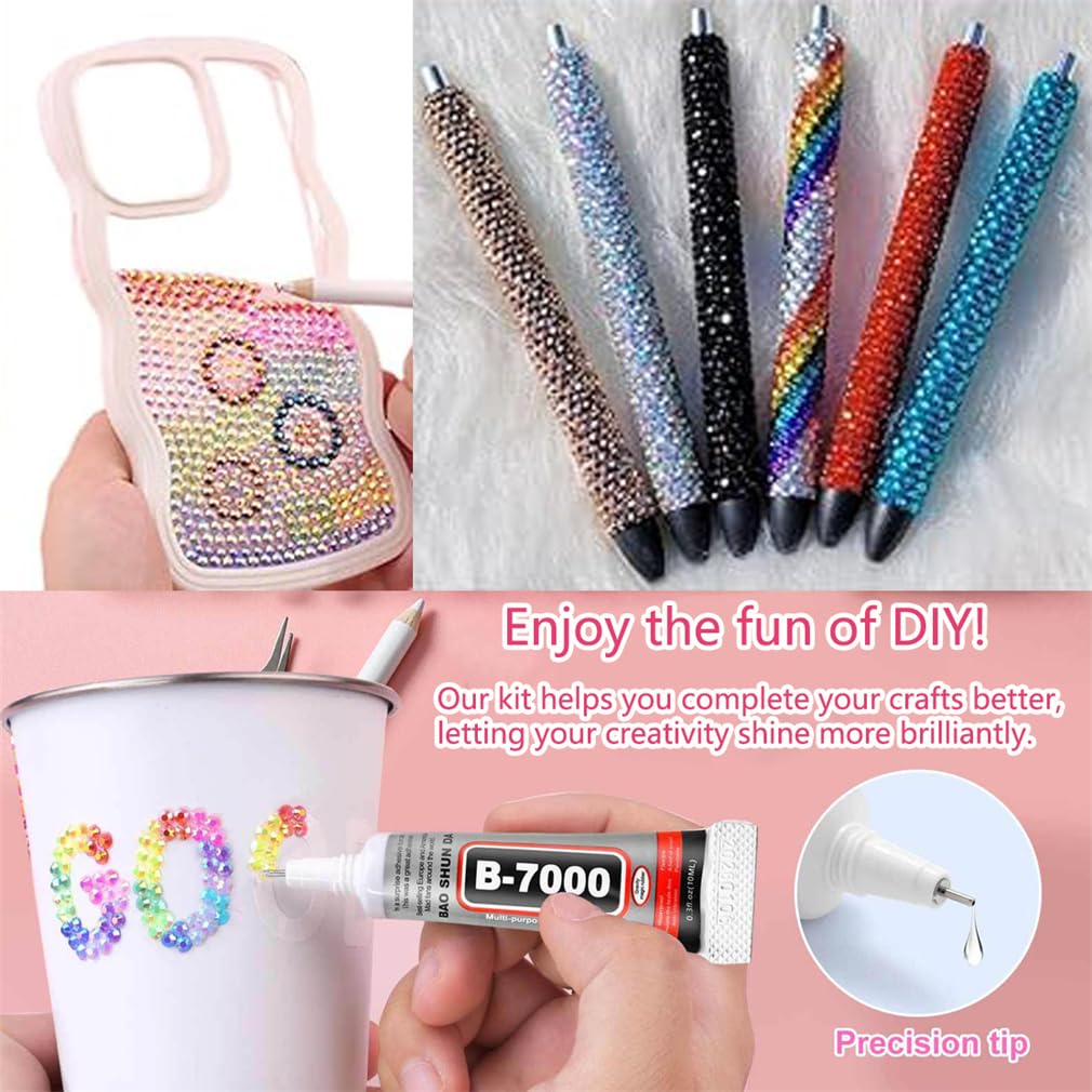 Kit Di Strass Piatti In Resina Mista Da 3 Mm, Strass In Cristallo Gelatinoso Con Colla, Penna, Pinzetta, Per Lavori Fai Da Te, Nail Art, Abbigliamento, Decorazioni Per Telefoni (40 colours)