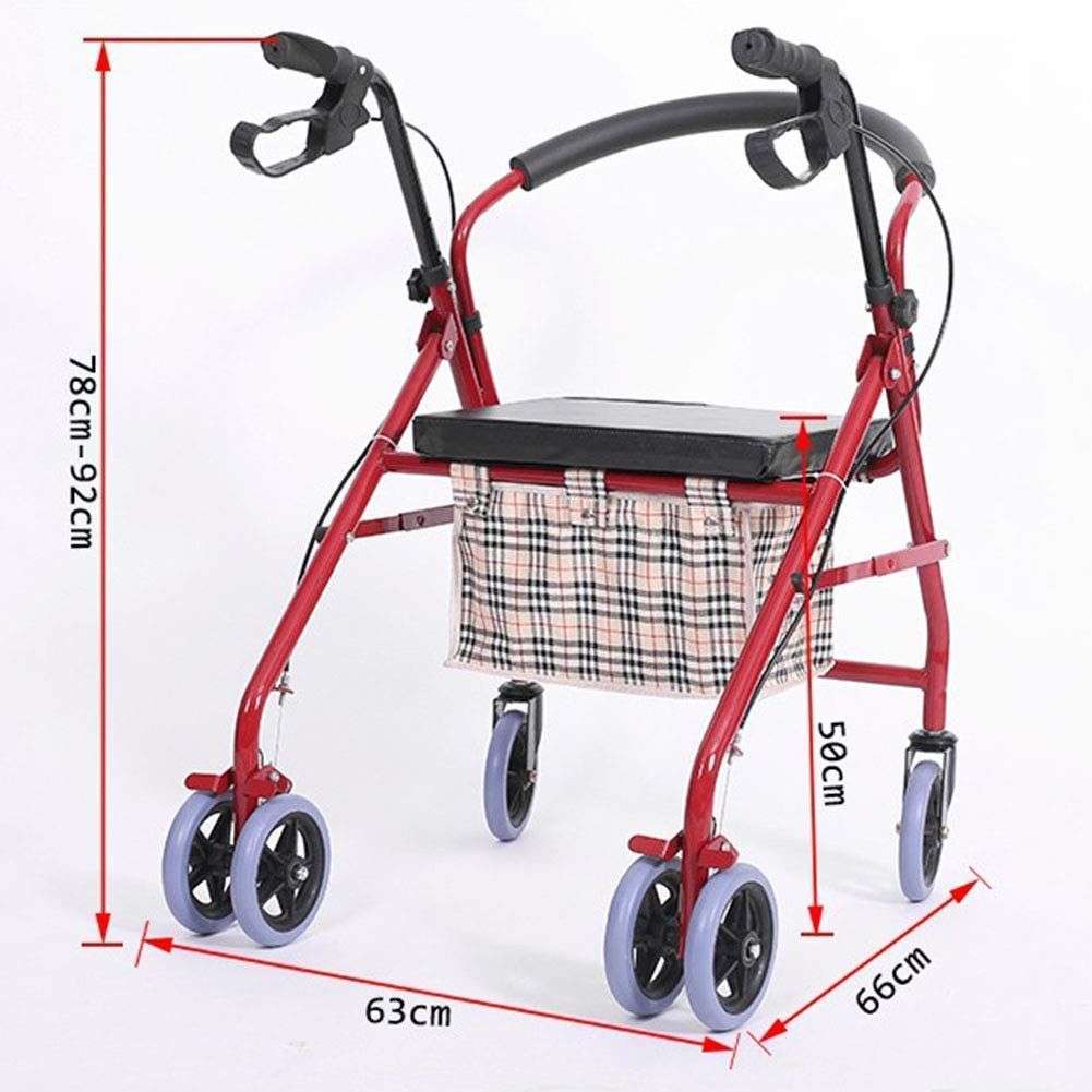 Składany rollator aluminiowy rollator chodzik składana gąbka o wysokiej gęstości oparcie siedzisko 6 kółek zdejmowany kosz na zakupy 360° uniwersalne koło odpowiednie dla osób starszych