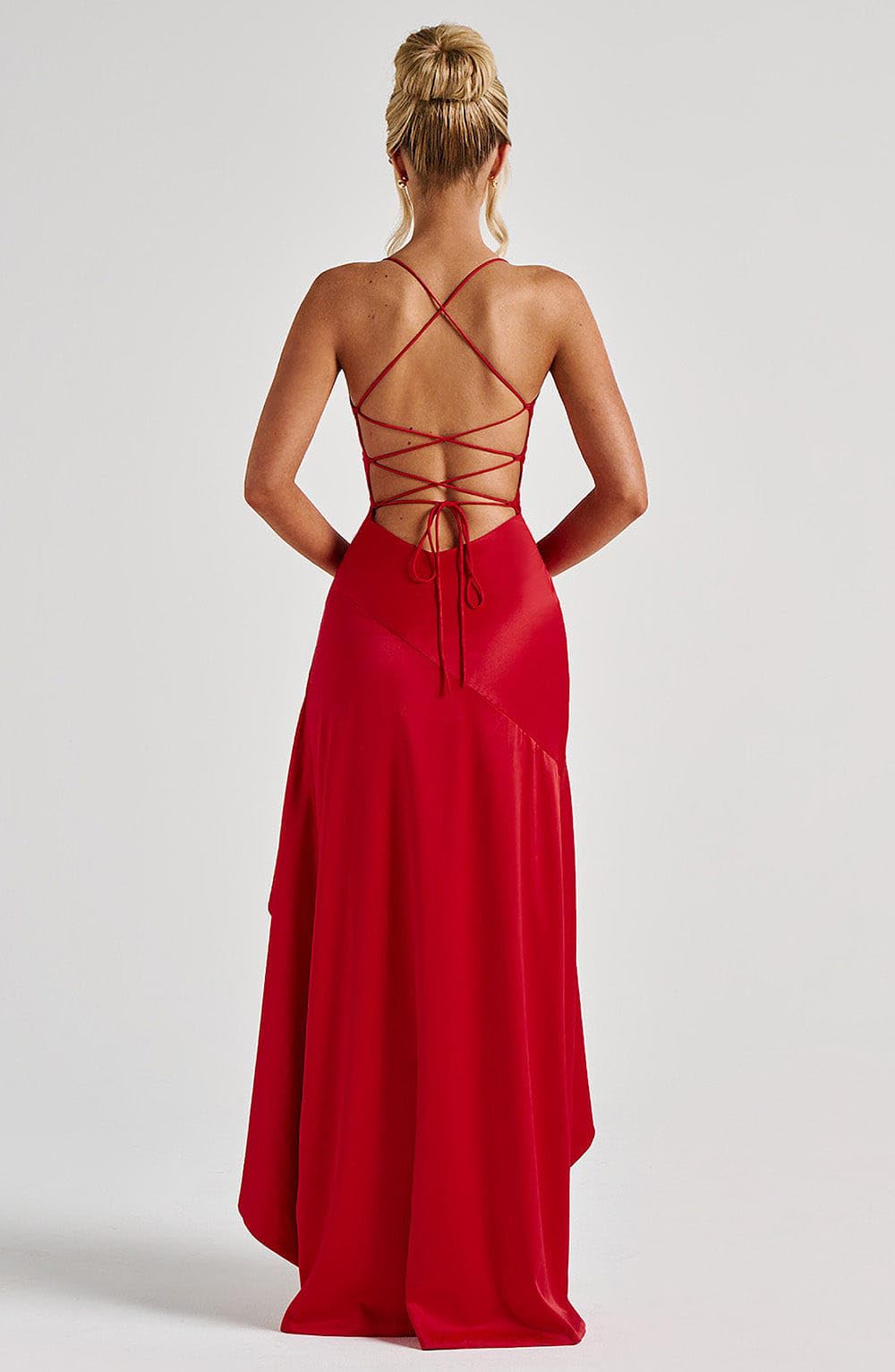 Donna Raso Vestito Lungo Abito da Cerimonia Elegante, Abito da Ballo con Volant da Donna, Vestito da Cocktail Sexy con Spalline Sottili e Schiena Scoperta
