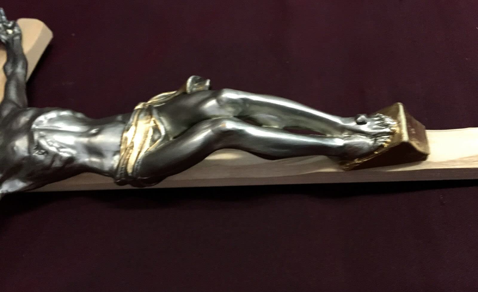 Krzyż ścienny Jezus krzyż złoty mosiądz masywny Jezus na krzyżu 45 x 25 cm krucyfiks Jezus Chrystus