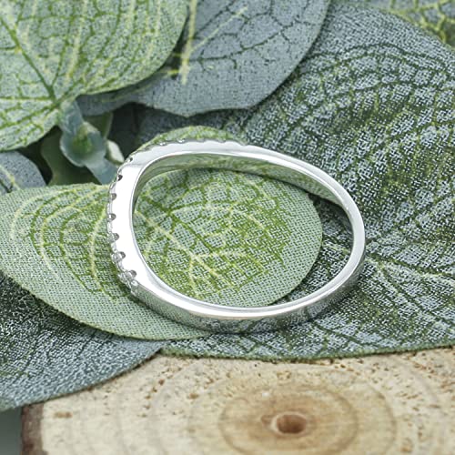 SAVEARTH DIAMONDS Moissanite Wedding Band 0.50ct D Color VVS1 Lab Created Diamond Half Eternity Curved Wedding Band In 925 Sterling Silver Guard Enhancer Wedding Rings Stackable Ring for Women3