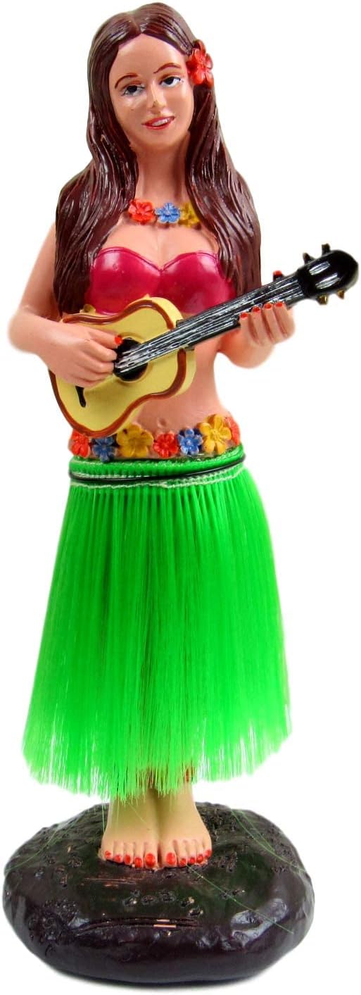 Franchise Figurine Hawaiian Hula Girl Dashboard Doll with Ukulele Bobblehead Car Dashboard Collection Figurine Home Decoration Gift Doll Dashboard Hula Girl 6" Valentine's Day Gift