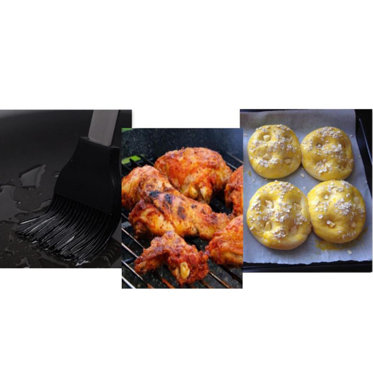 ibasenice 2pcs Meat Mop for Basting Food Brushes for Basting Kitchen Baking Handle Barbecue Utensil