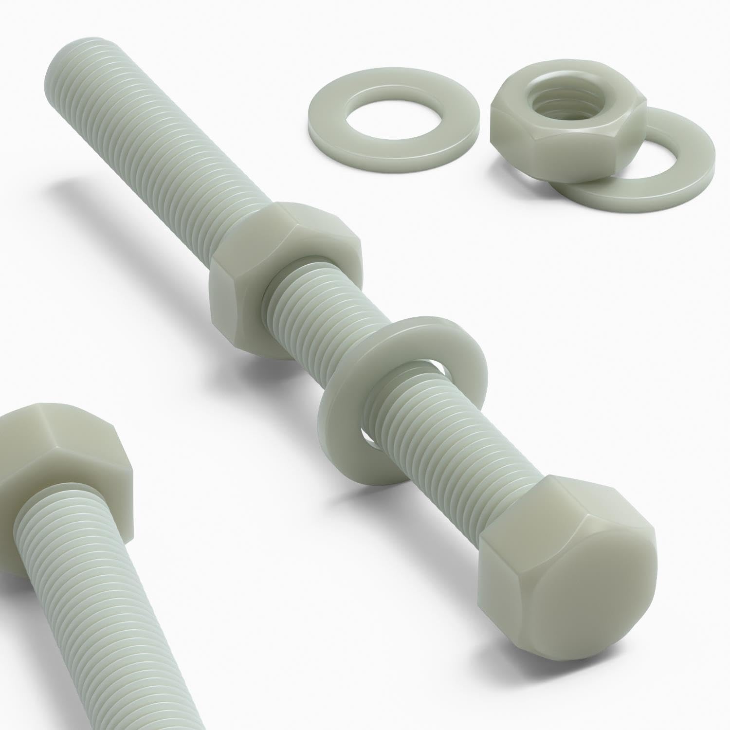 Caterpillar Red Natural 5X Glass Filled Reinforced Super Nylon Hex Head M16x150mm Plastic Nuts And Bolts Washers