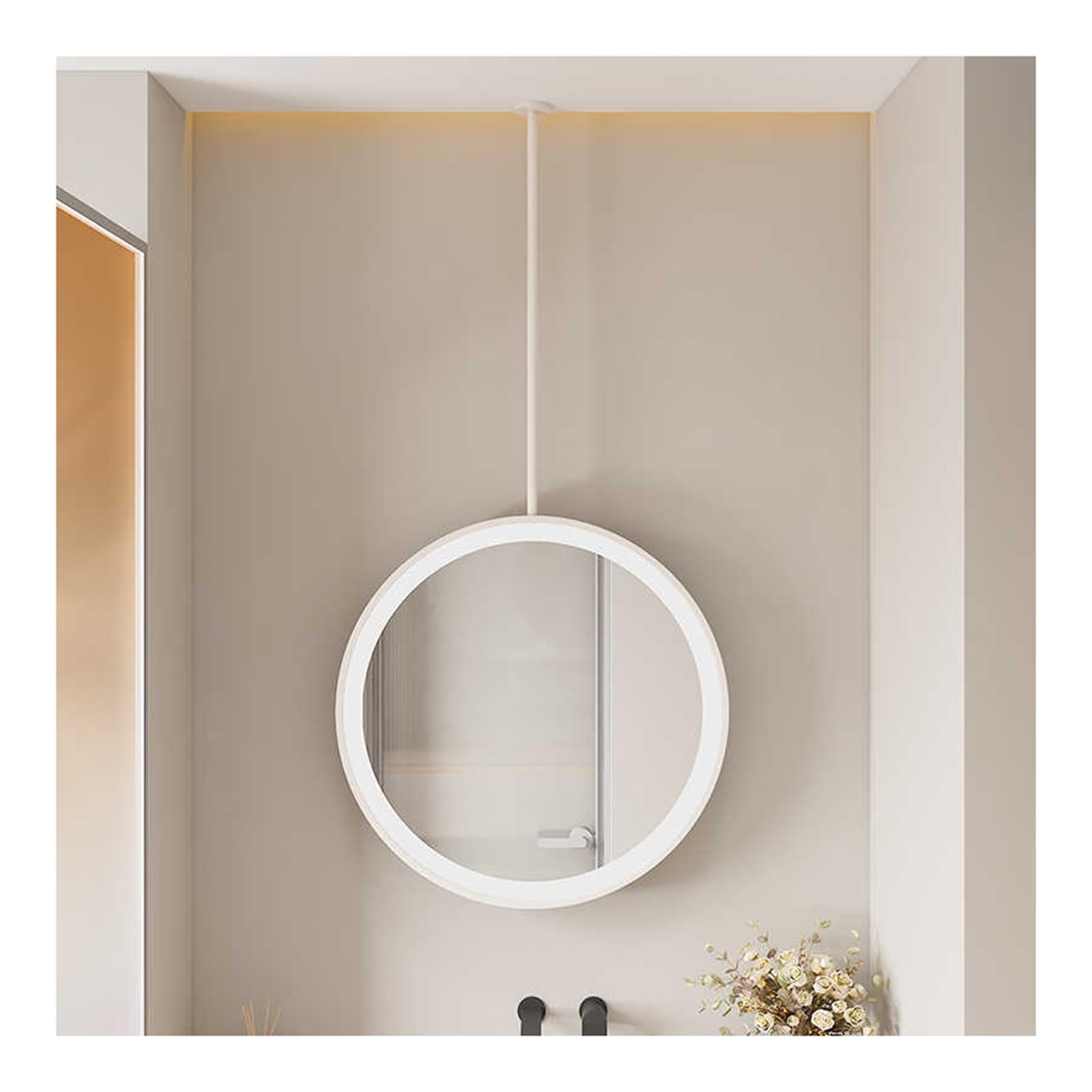 GLJTUO Round Ceiling Suspended Lighting LED with Touch Button,White-60x60cm