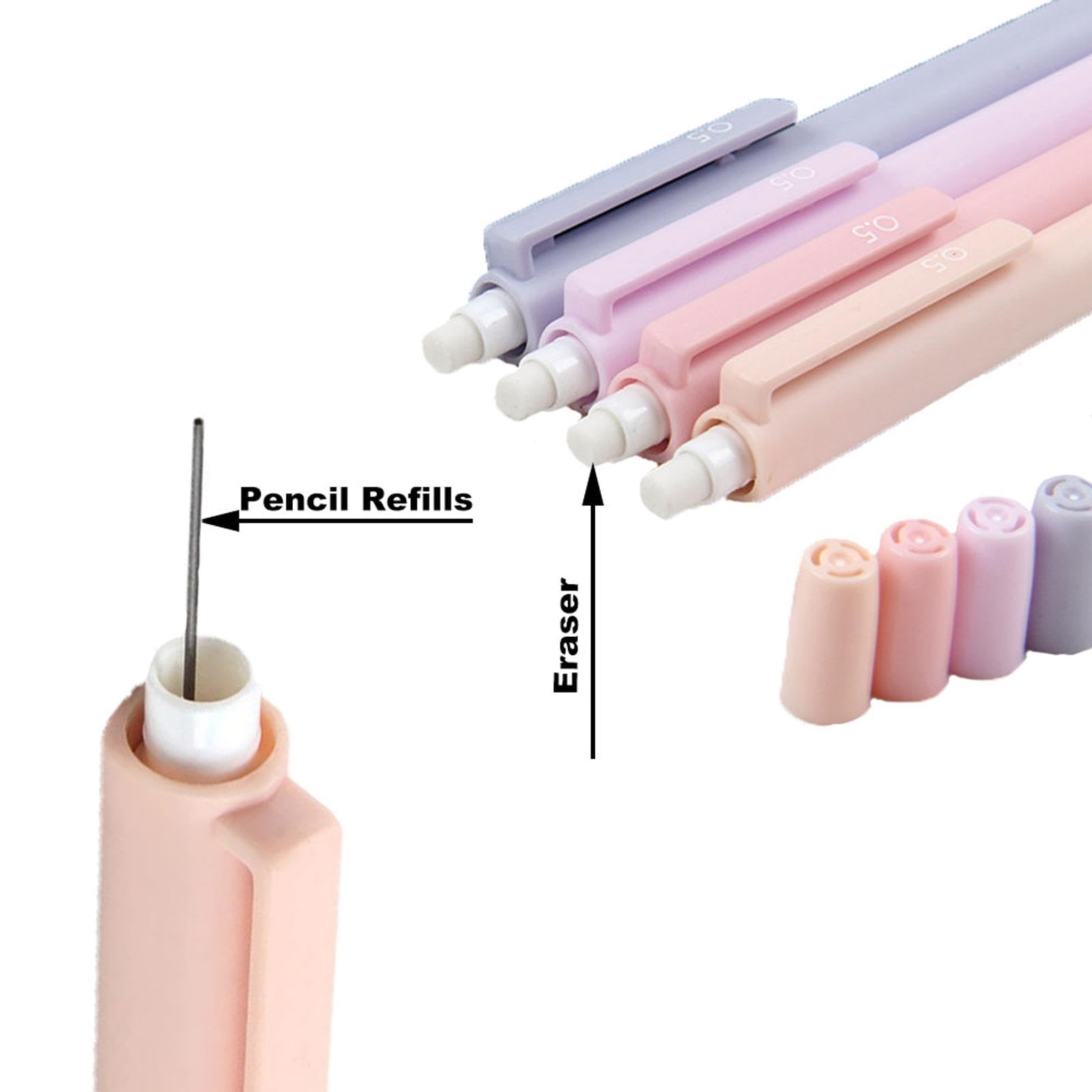 SEIWEI 6Pcs Pastel Pencils Set Triangle Bar Mechanical Pencils Retractable Activity Pencil for Artist Students, Teachers(0.5mm) - Image 3