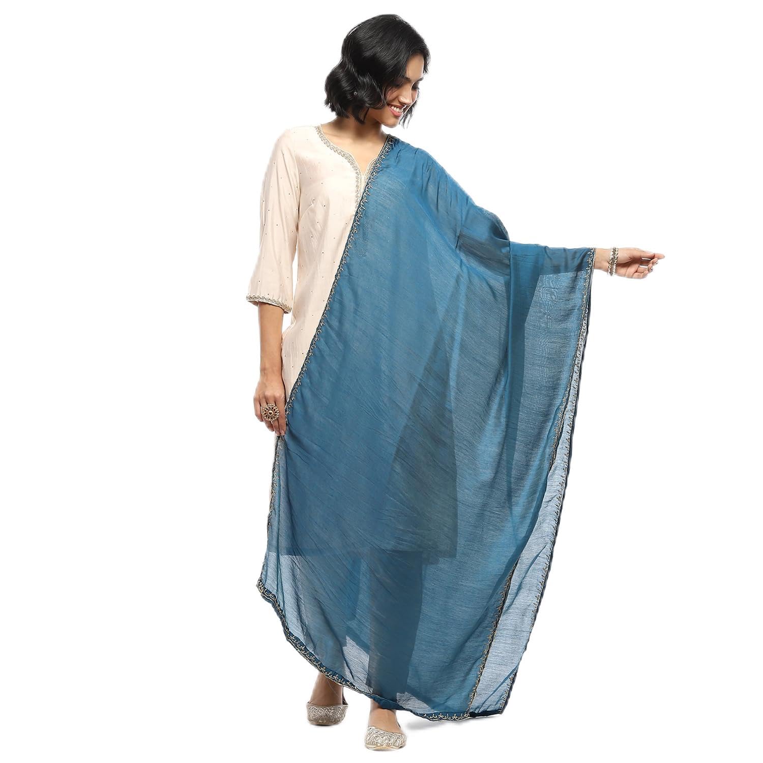 biba Women's Peacock Blue Polyester Dupatta_Free Size-picture-38