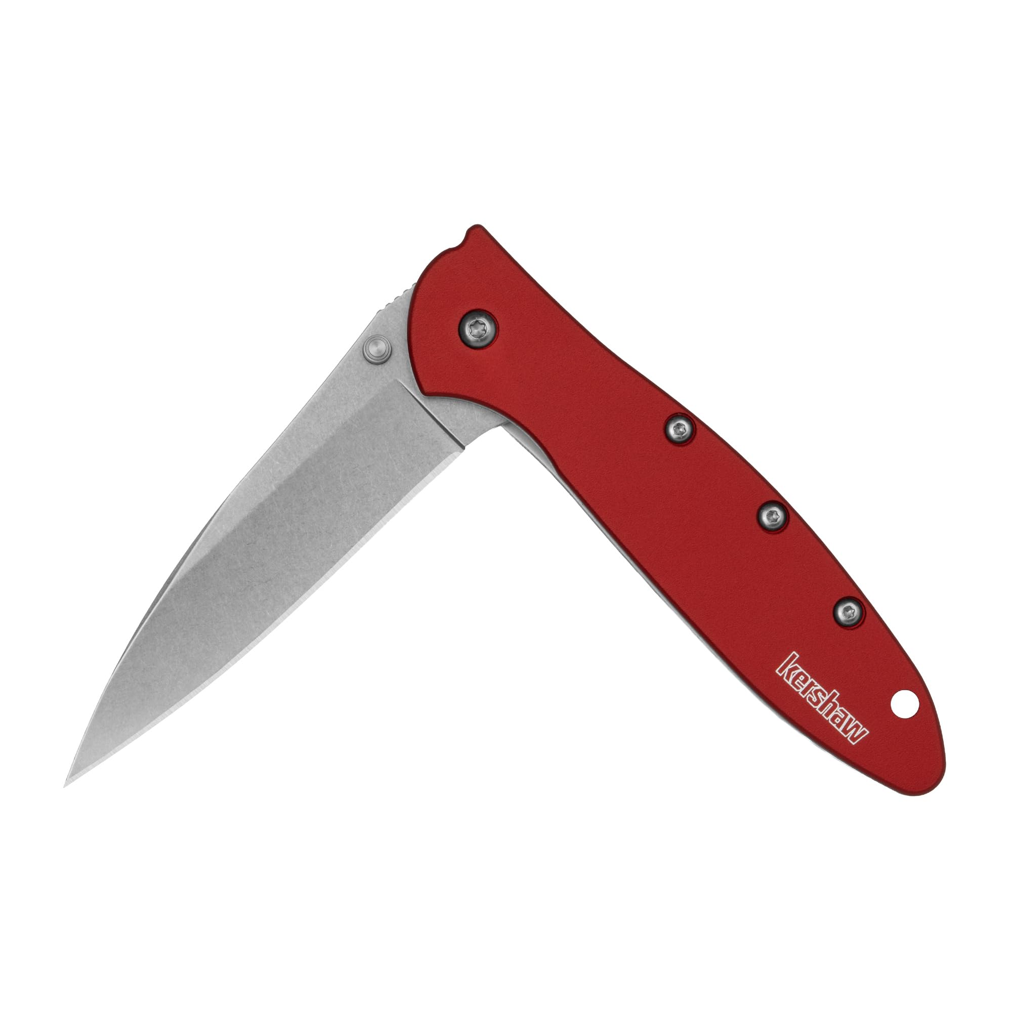 Kershaw Leek, BlackWash Pocket Knife (1660BLKW); 3 Sandvik 14C28N Steel Blade, 410 Stainless Steel Handle, BlackWash Finish, SpeedSafe Assisted Open, Frame and Tip Locks, Reversible Pocketclip; 3 OZ