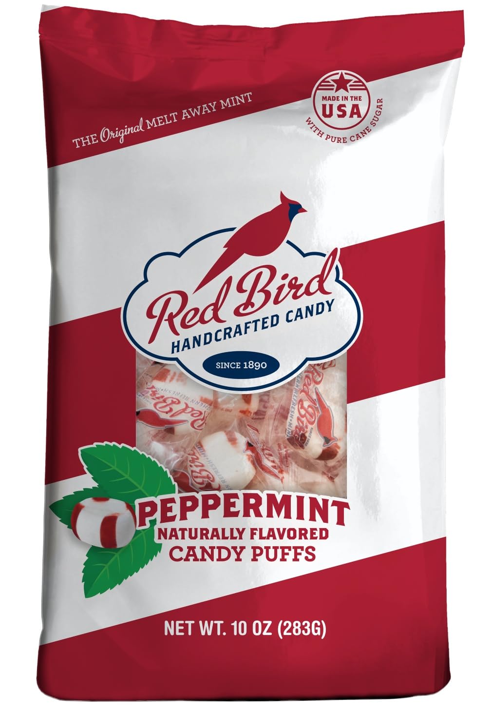 Red Bird Soft Peppermints Candy, 10 oz Bag, and Wintergreen Mints, 22 oz Tub, Individually Wrapped Gluten-Free Breath Mints – Snack Bundle for Home, Office, Church, Parties, and Movie Nights