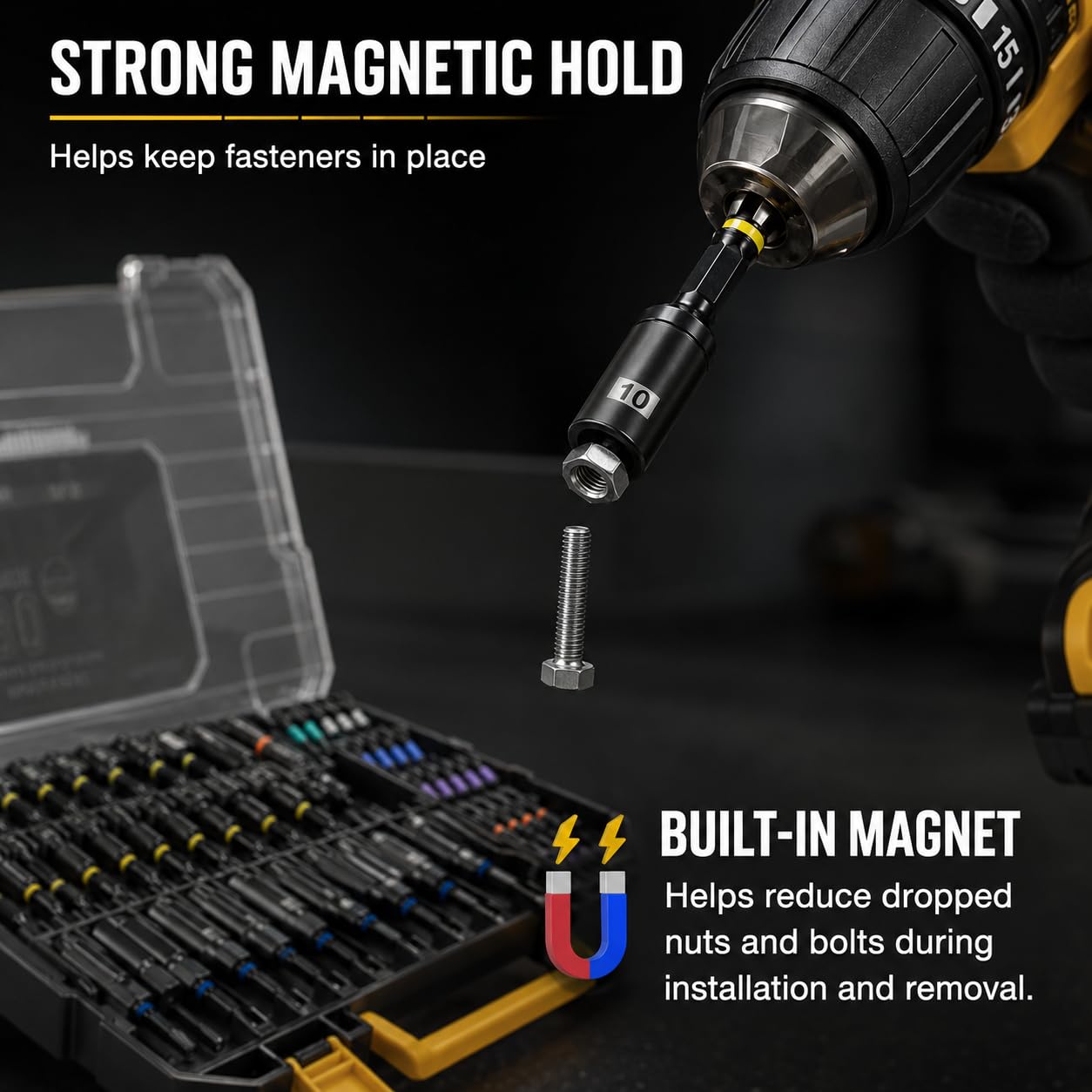 Set di 80 chiavi magnetiche per avvitatore a percussione, metriche e SAE