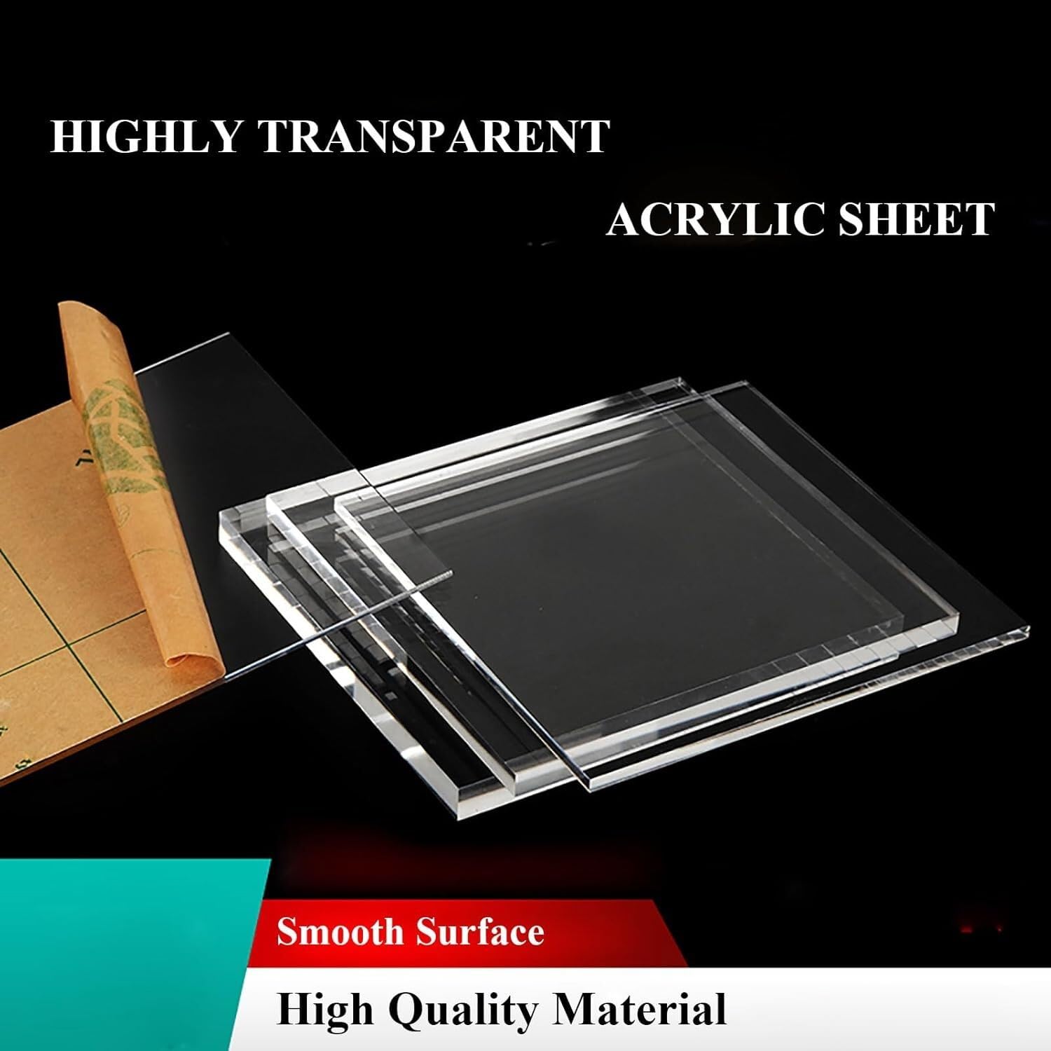 Hoja de metacrilato, hojas acrílico | Hoja acrílica transparente for pantallas, 4 mm de espesor, hoja transparente fundida for proyectos de bricolaje(50*60cm)
