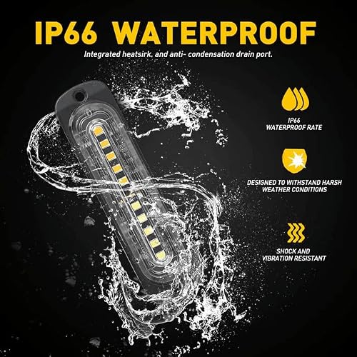 FOXCID 2 x LED Emergency Grille Surface Mount Strobe Light Ultra Slim Sync Feature Hazard Warning Flasing for Vehitcle (White Yellow)