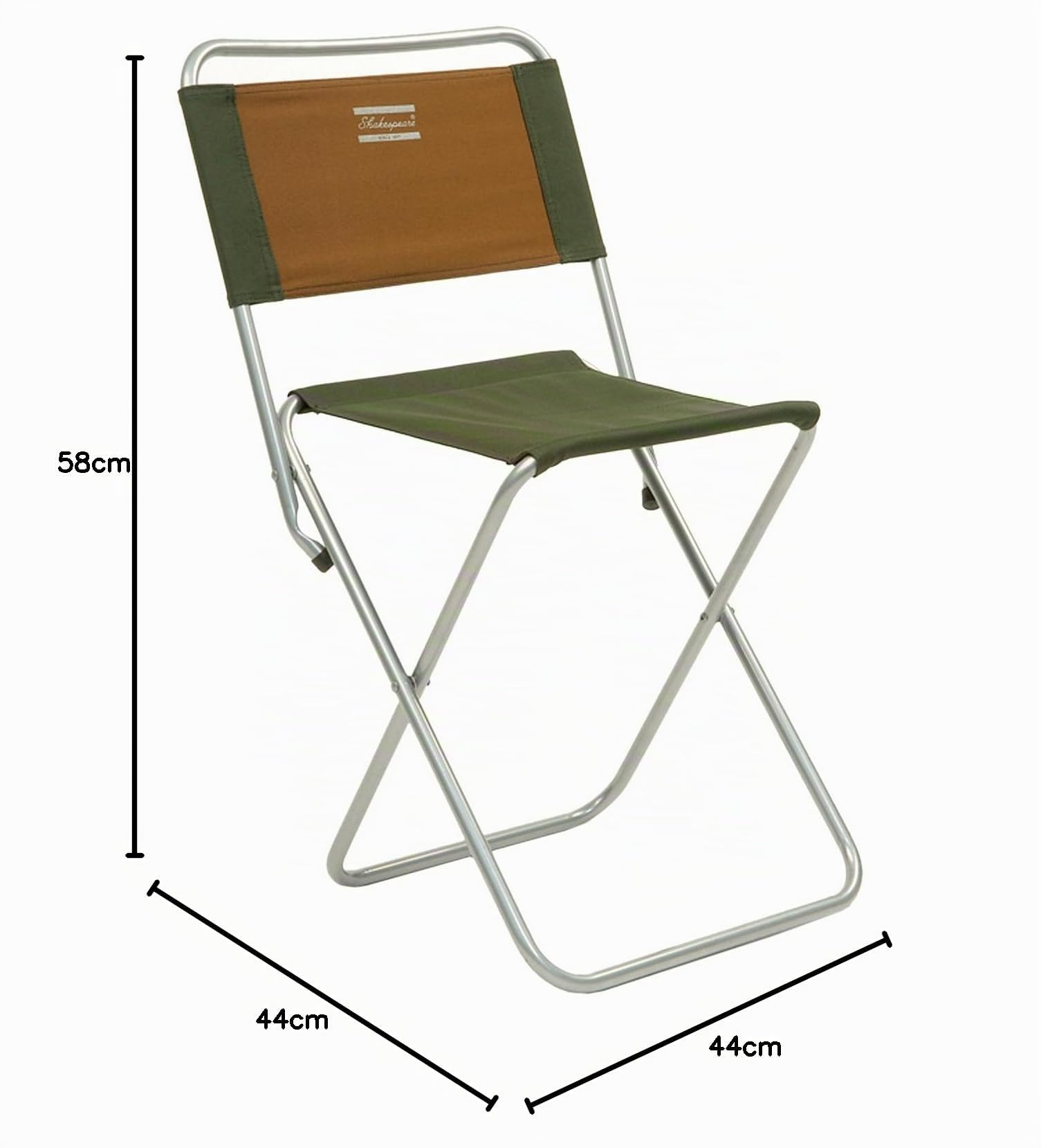 SHAKESPEARE Sgabello con schienale pieghevole, 100 kg, marrone/verde