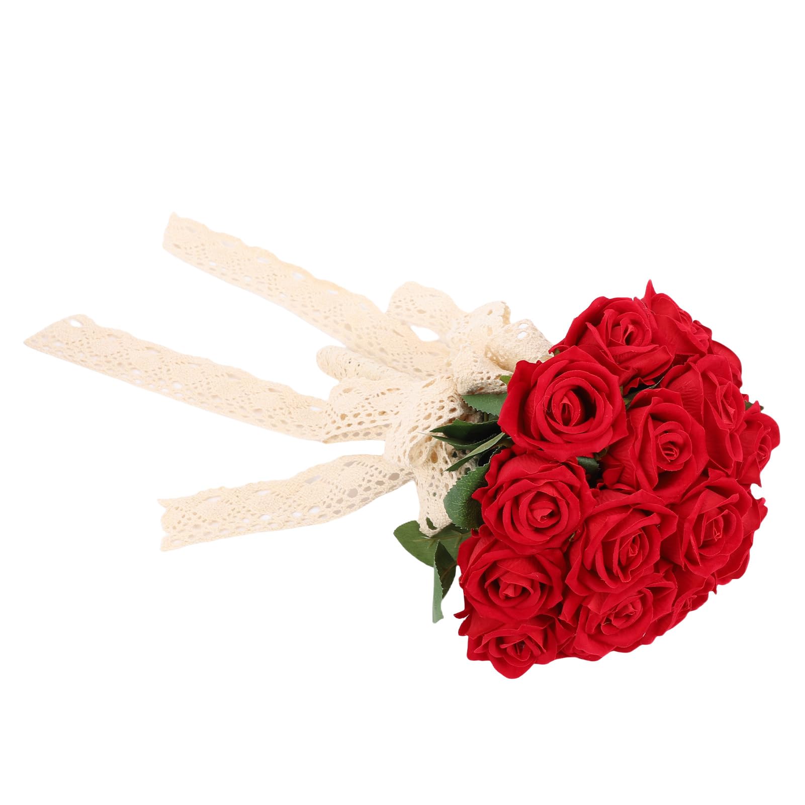 Bouquet da sposa artificiale Rose di seta realistiche a prova di sbiadimento (Rossa)
